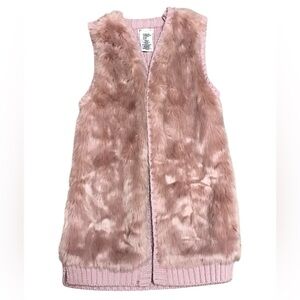 Max Studio Girls Faux Fur Sleeveless Sweater Vest Size M (10-12) Rose Pink NWOT